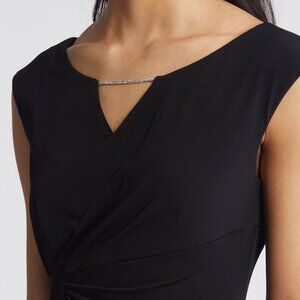 CONNECTED APPAREL Black DRESS 16 Silver chain Spandex ruching slimming stretchy